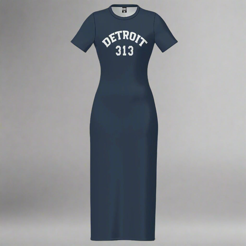 Navy Detroit 313 Short Sleeve Body con Maxi Dress