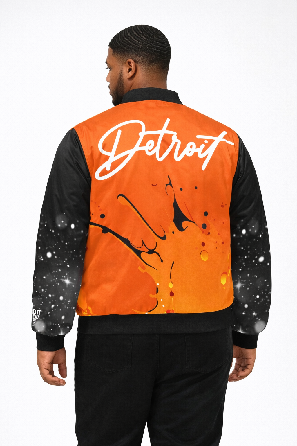 Detroit Script Bomber Jacket — Orange Edition
