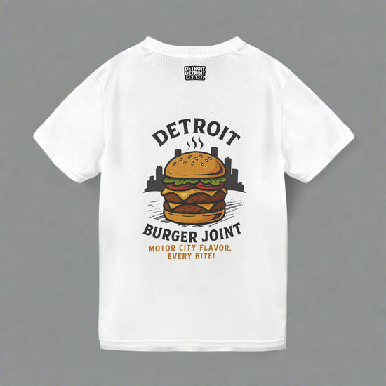 Detroit Burger Joint Graphic Tee – Black Unisex T-Shirt Featuring City Skyline & Burger Design