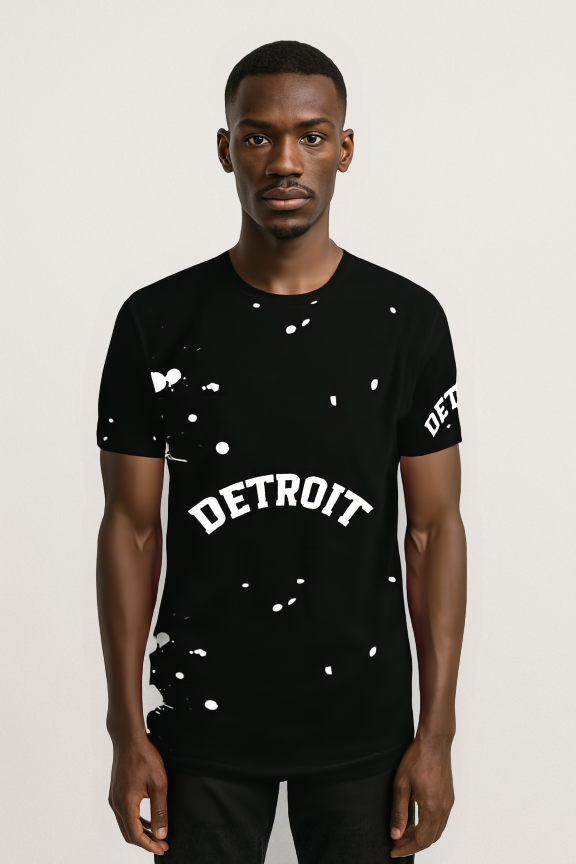 Bold Paint Splatter Detroit Varsity All Over Print Mens T-shirt