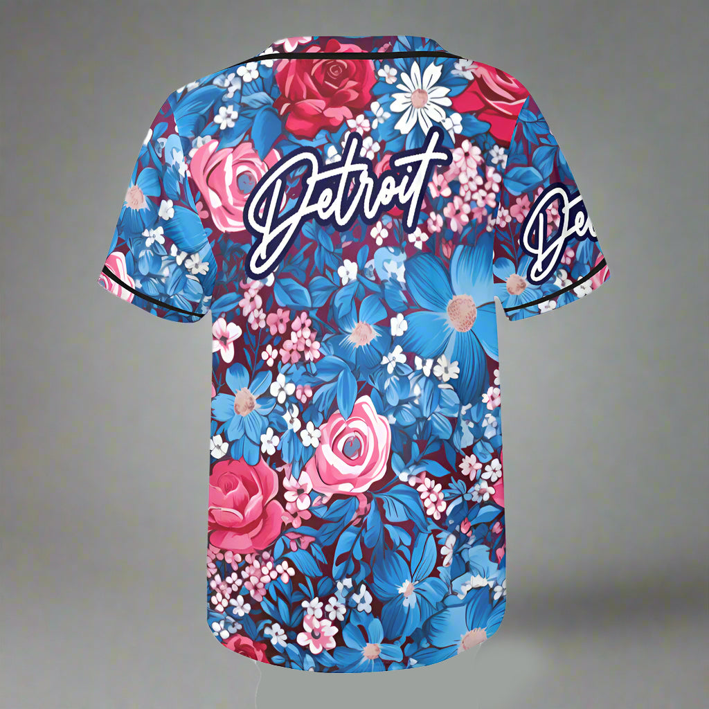 Detroit Floral All Over Print Men Baseball Jersey