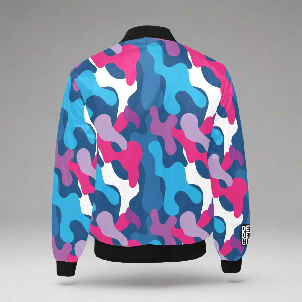 Multicolor All Over Print Mens Camo Bomber Jacket