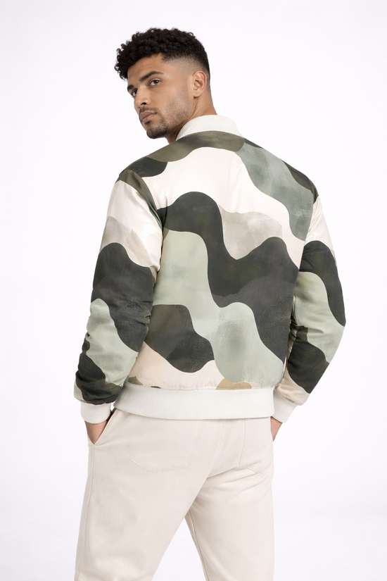 Earth-Tone Camo Bomber Jacket — All Over Print Edition
