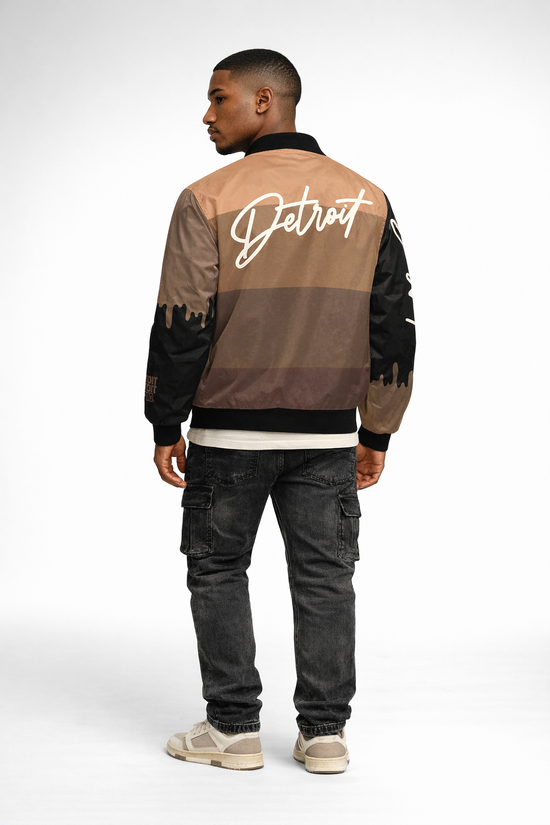 Detroit Drip Bomber Jacket — Earth Tone Edition