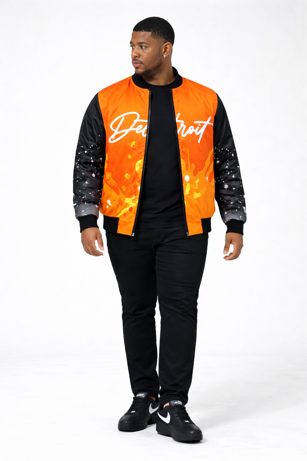Detroit Script Bomber Jacket — Orange Edition