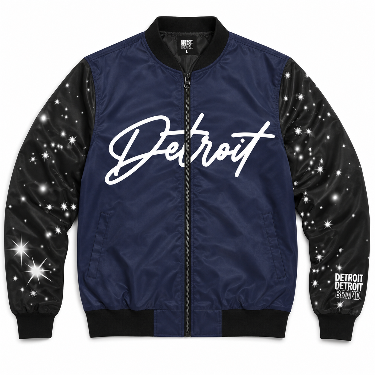 Detroit Skyline Bomber Jacket - Night Sky Design