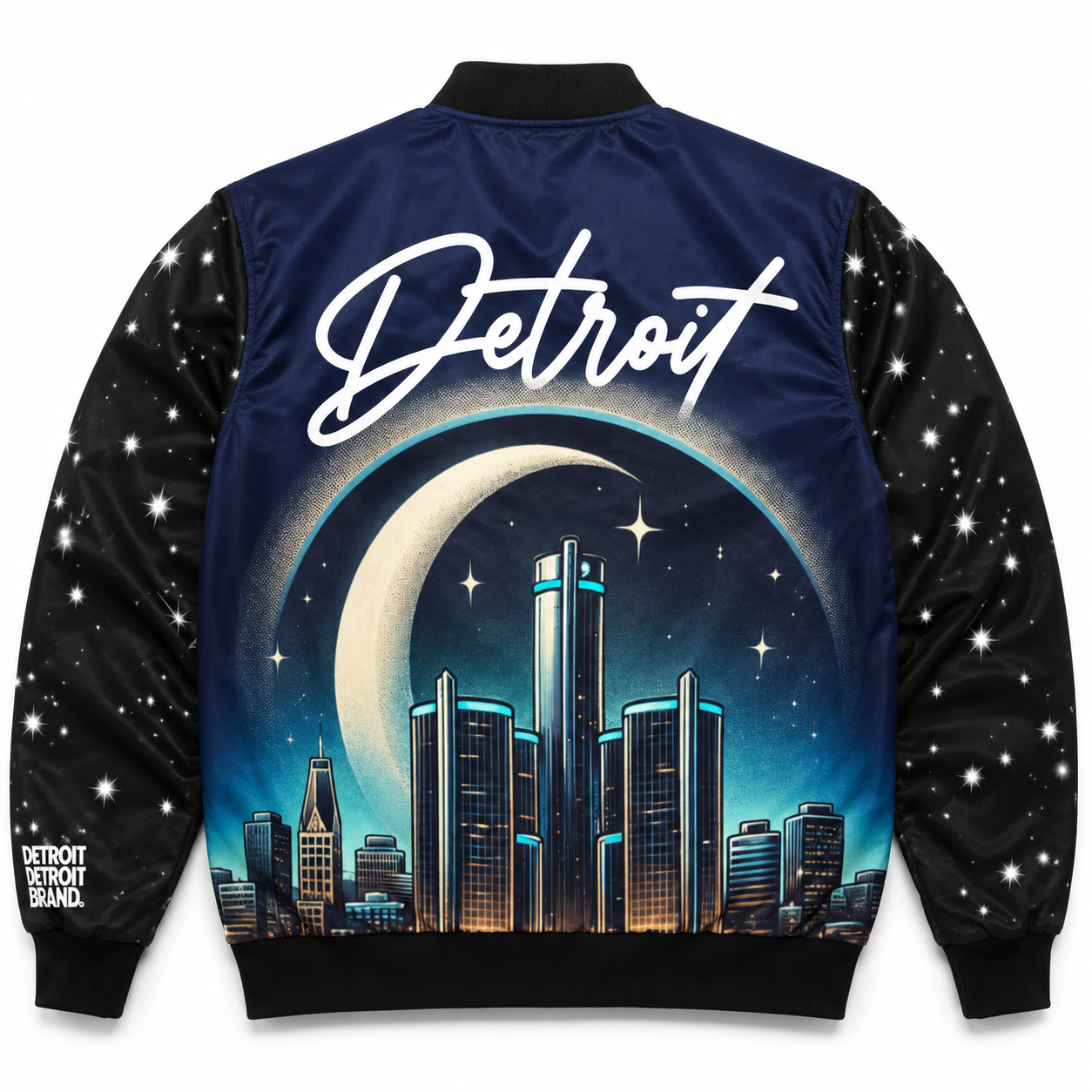 Detroit Skyline Bomber Jacket - Night Sky Design