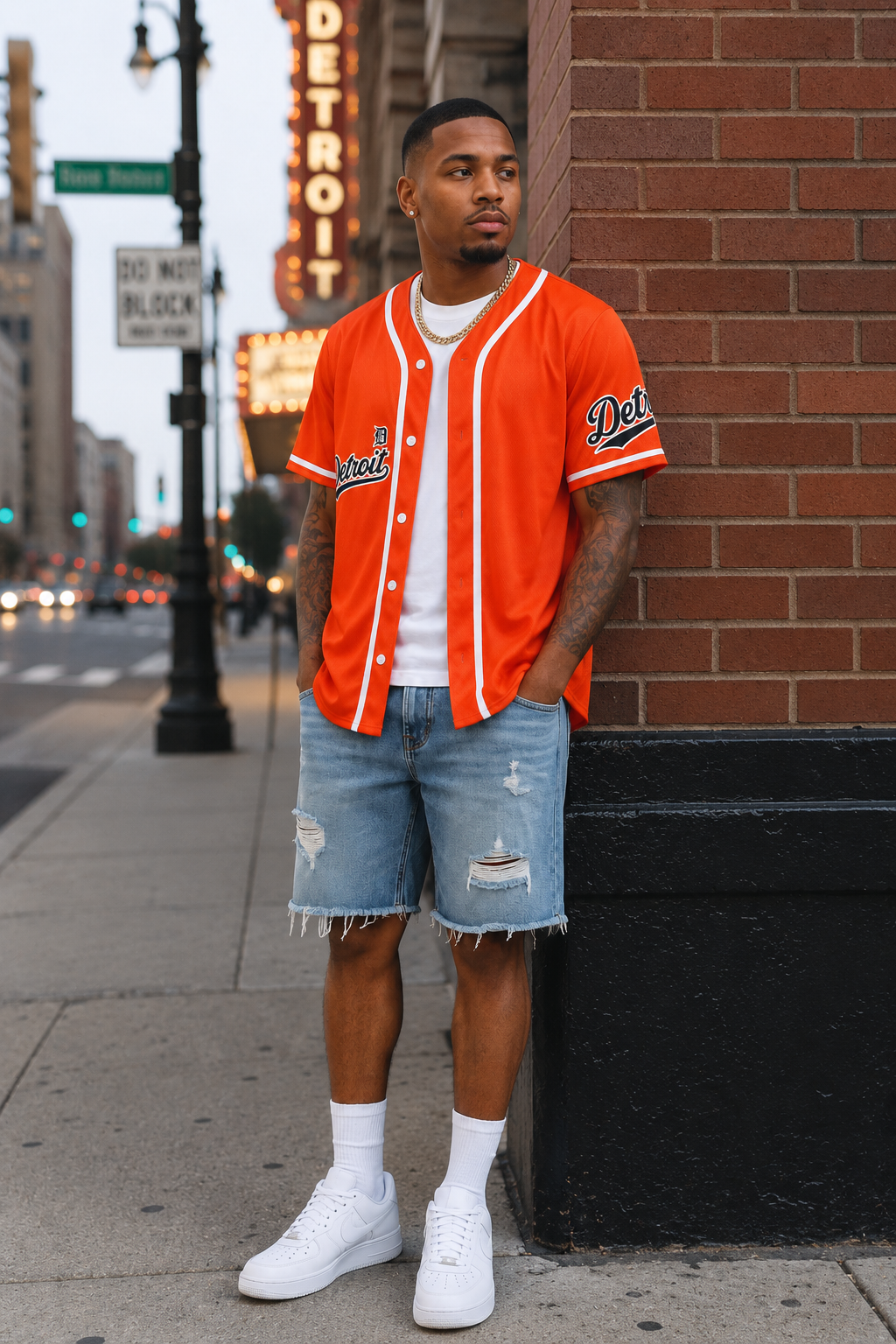 Detroit Script Orange Baseball Jersey