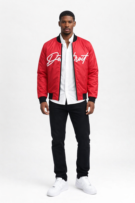 Detroit Signature Bomber Jacket — Classic Red