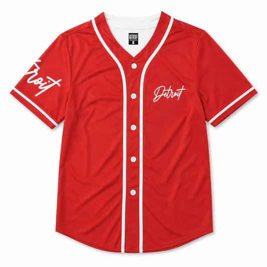 Detroit Script Baseball Jersey Red - Grab Your Stylish Detroit Baseball Jersey Red Today!