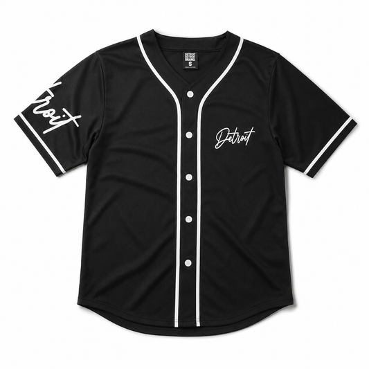 Detroit Baseball Jersey - Black Script Style Jersey