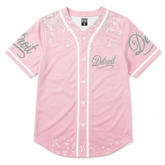 Detroit Pink Crystal Baseball Jersey – Women’s Edition