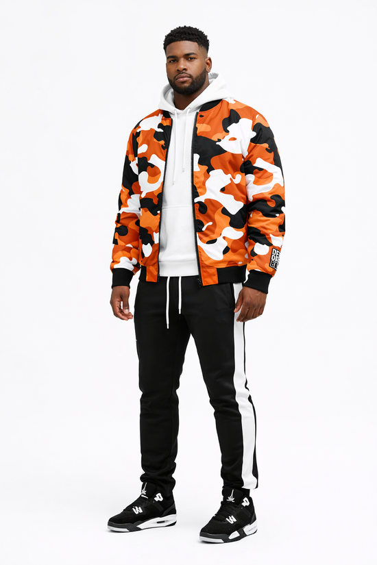 Orange Camo Bomber Jacket — All-Over Print