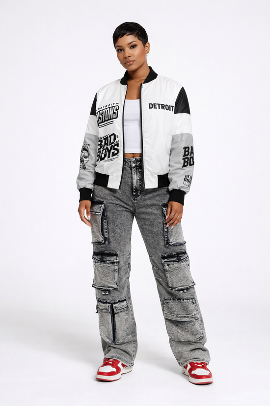 Detroit “Bad Boys” Bomber Jacket — Monochrome Edition