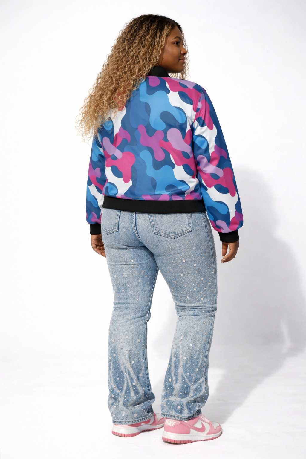 Multicolor Camo Bomber Jacket — All-Over Print