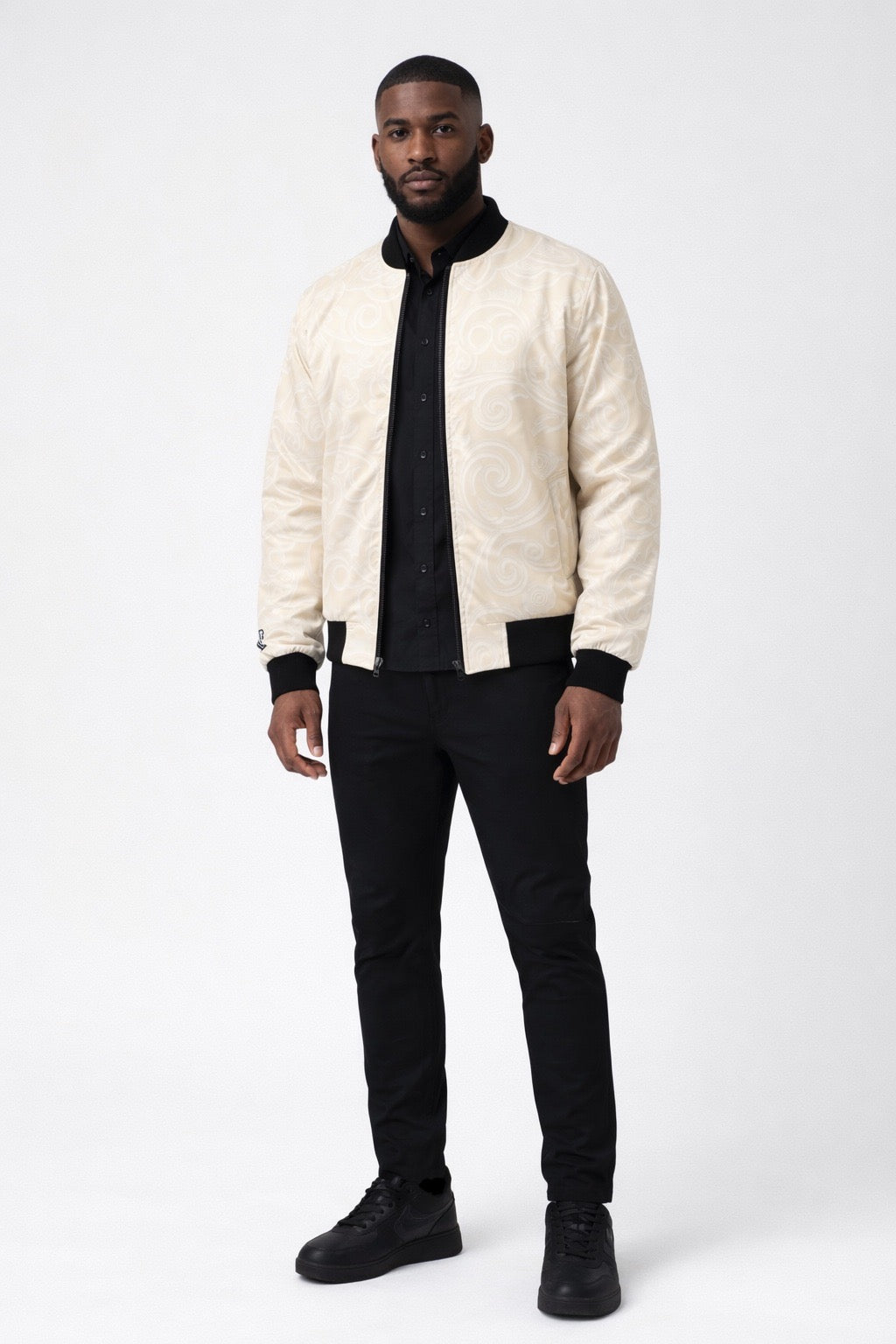 Cream Baroque Bomber Jacket — Luxury Streetwear