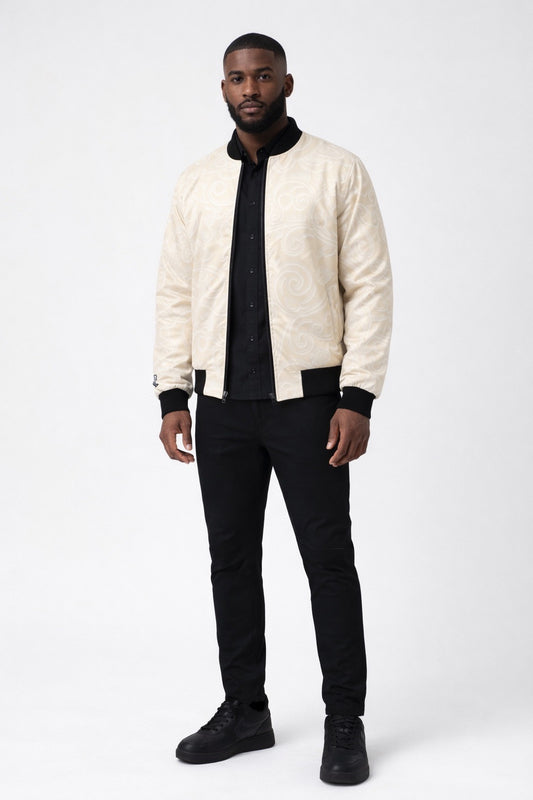 Cream Baroque Bomber Jacket — Luxury Streetwear