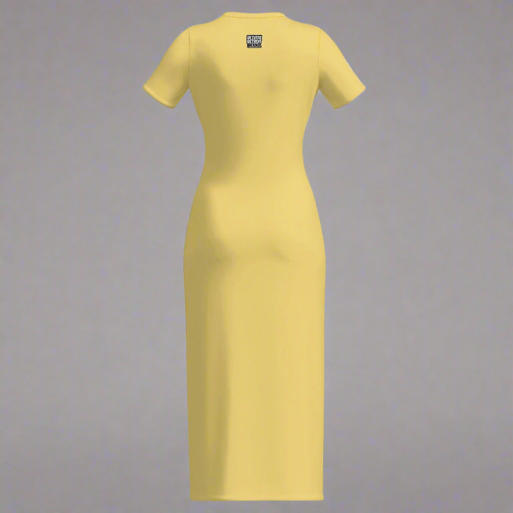 Yellow Detroit Varsity 313 Short Sleeve Body con Maxi Dress