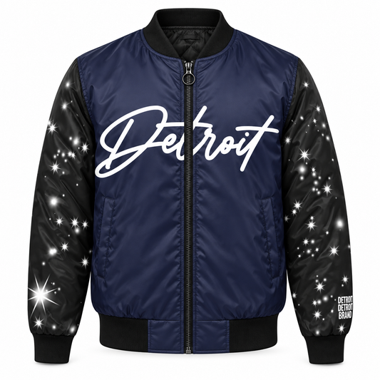 Detroit Skyline Bomber Jacket - Night Sky Design