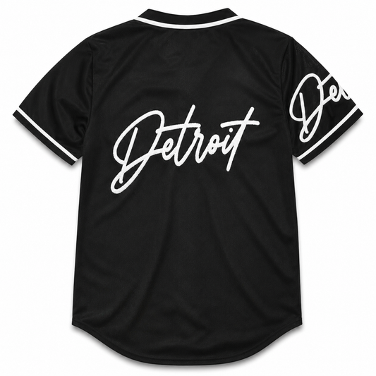 Detroit Baseball Jersey - Black Script Style Jersey
