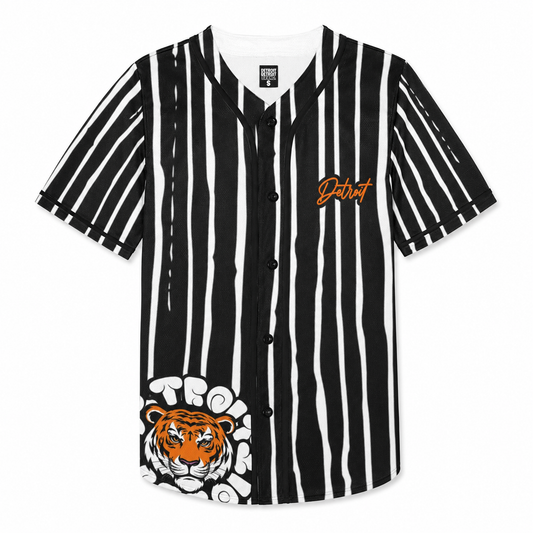 Detroit Tiger Baseball Jersey - Detroit Stripe Tiger Design