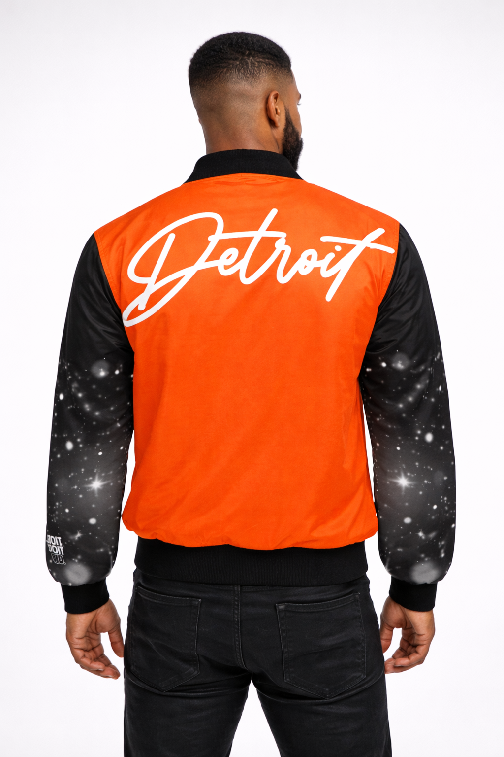 Detroit Script Bomber Jacket — Orange Edition