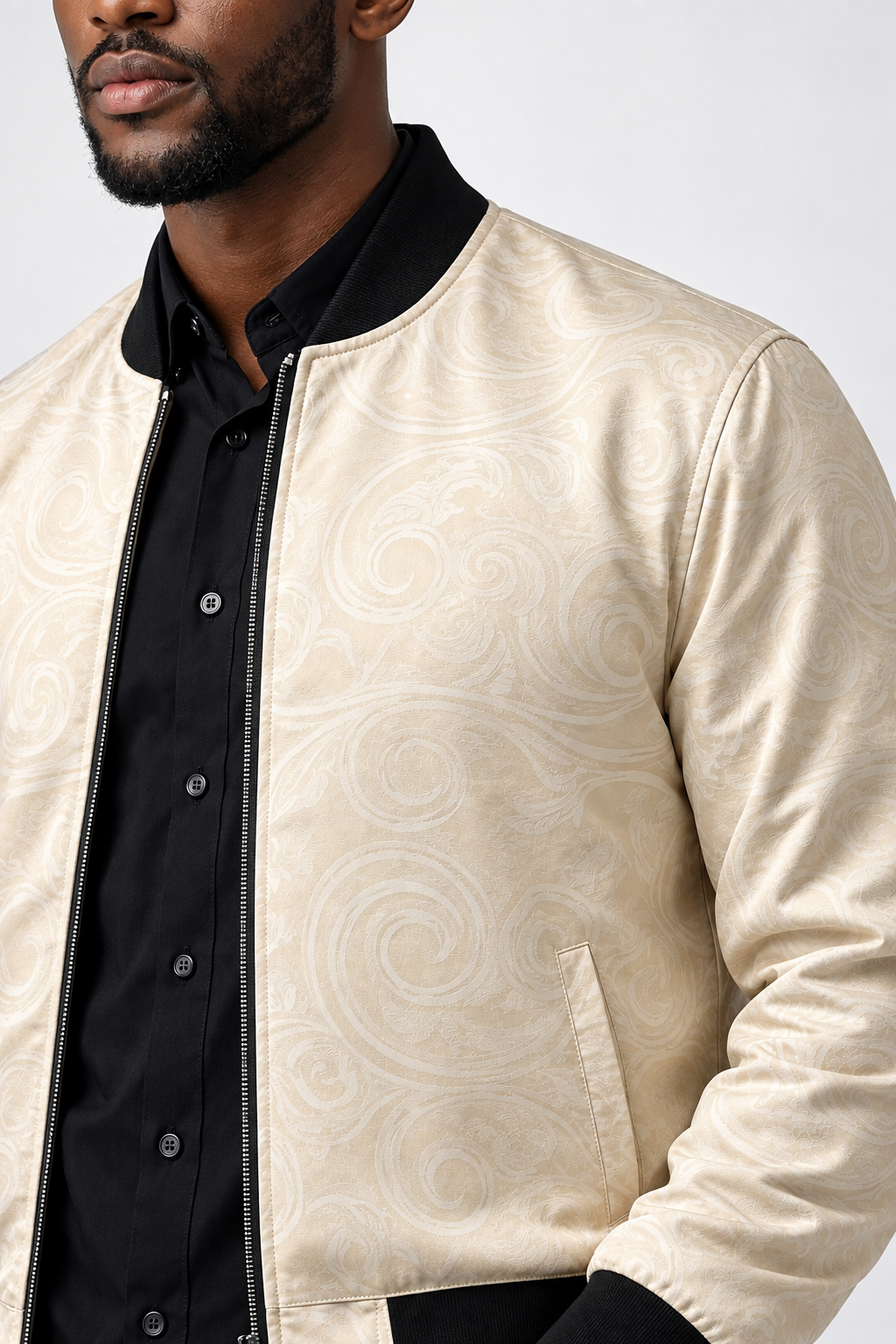 Detroit Ivory Paisley Bomber Jacket