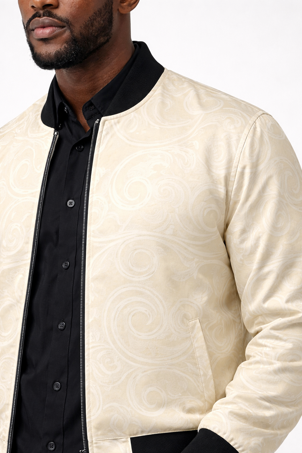 Cream Baroque Bomber Jacket — Luxury Streetwear