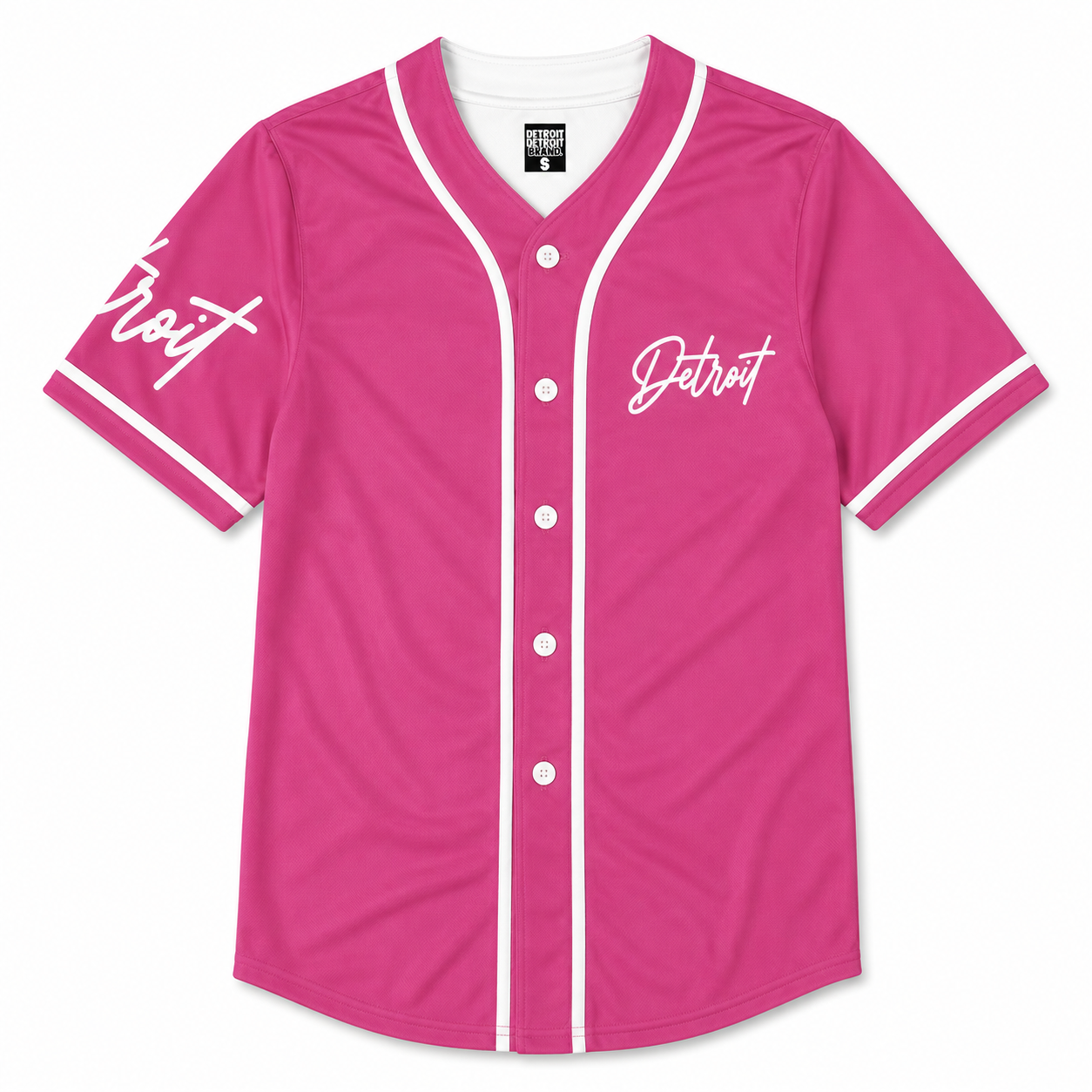 Detroit Pink Baseball Jersey - Women's Script Style