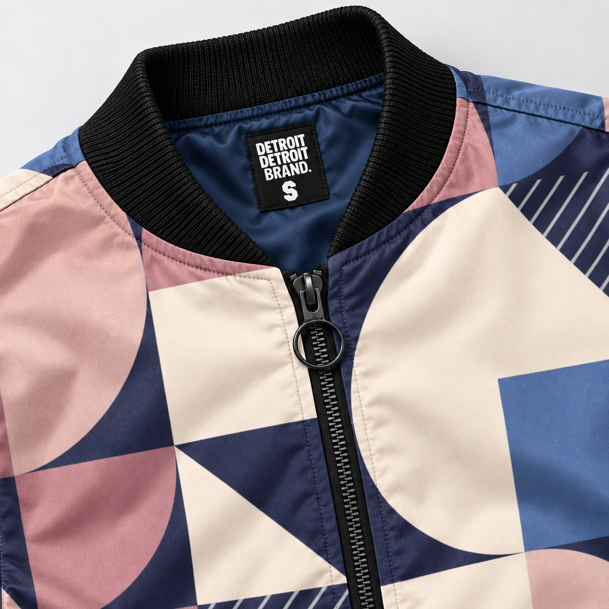 Detroit Geometric Print Bomber Jacket