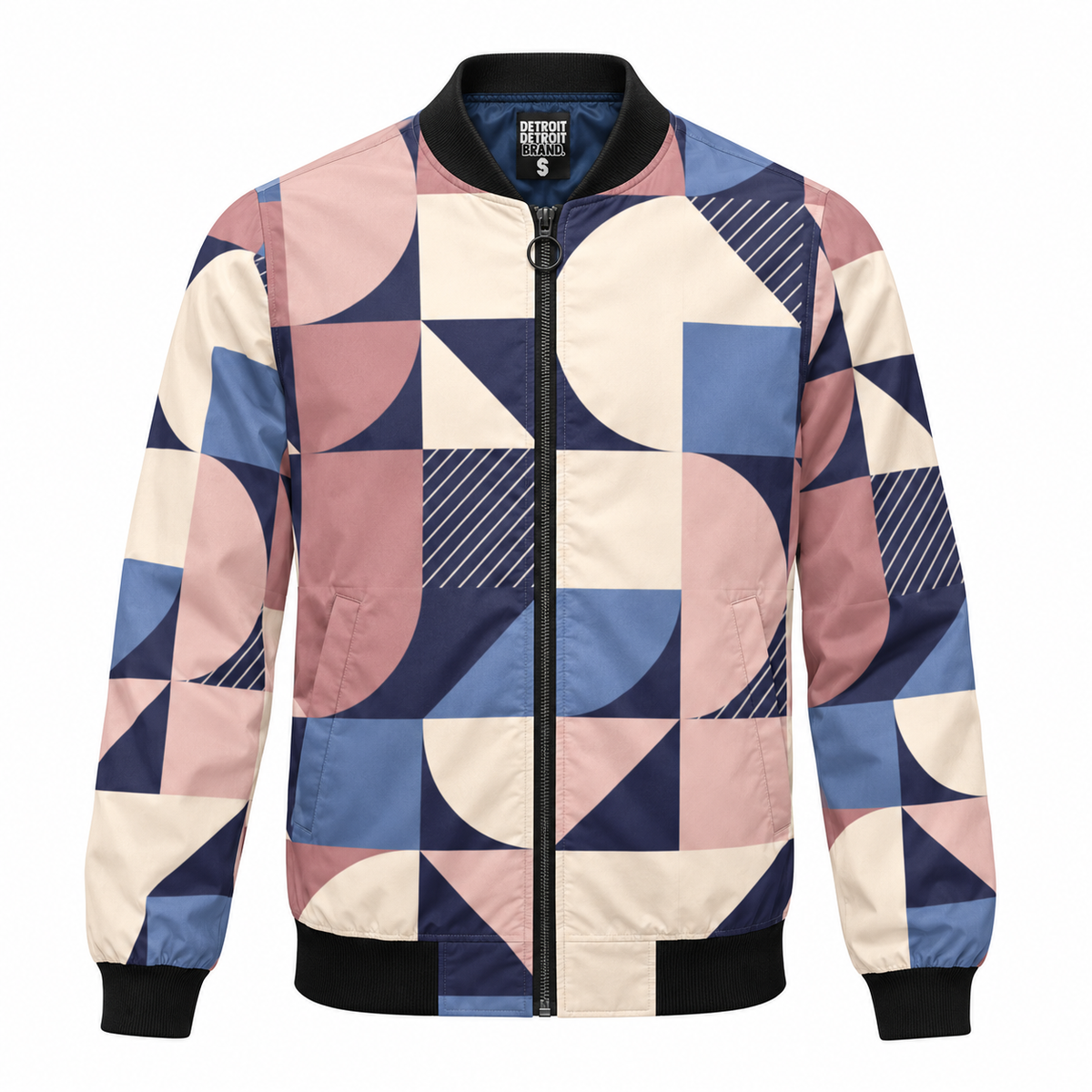 Detroit Geometric Print Bomber Jacket