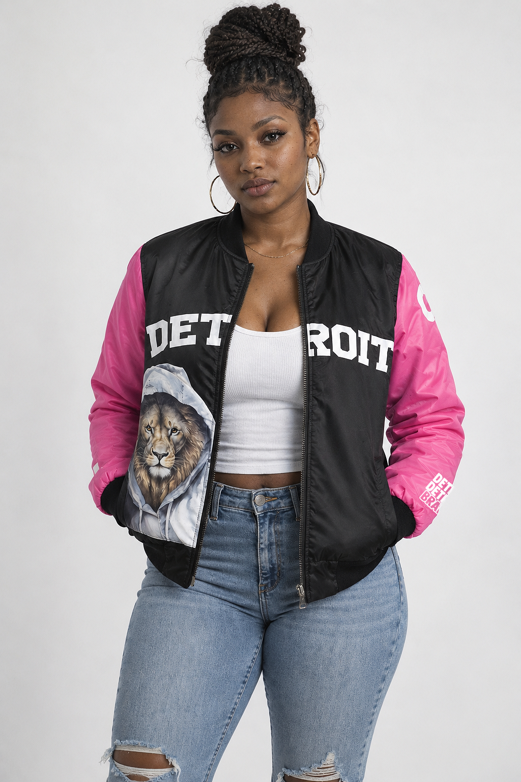 Detroit Lions Pink Bomber Jacket
