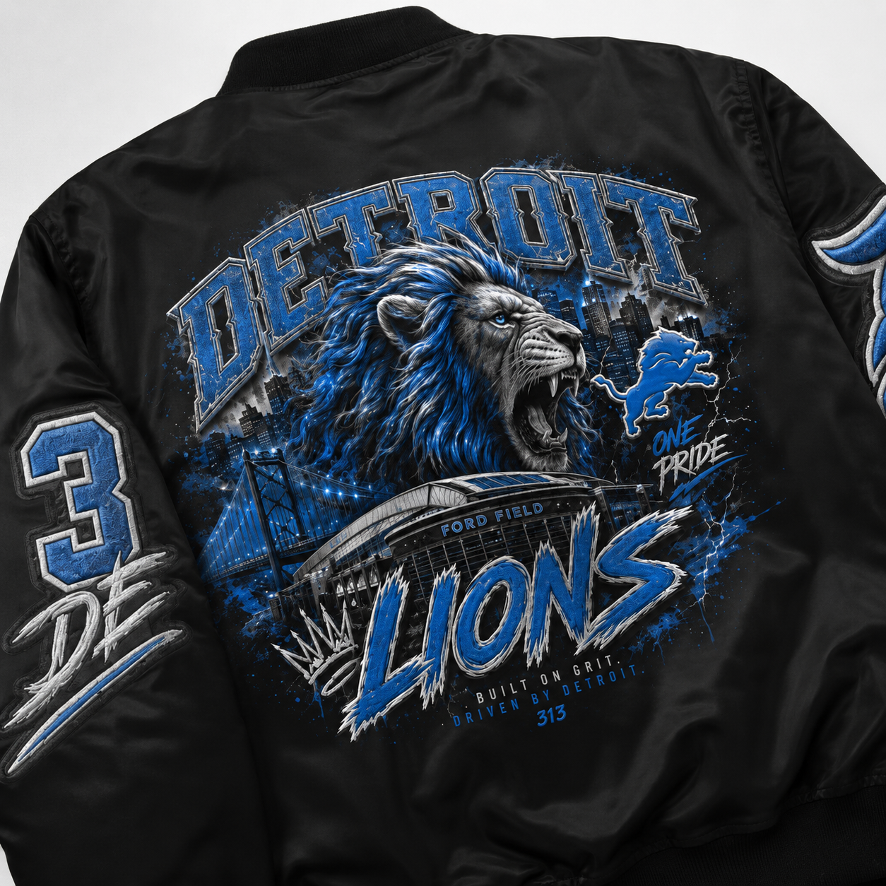 Detroit One Pride Lions Bomber Jacket – Black