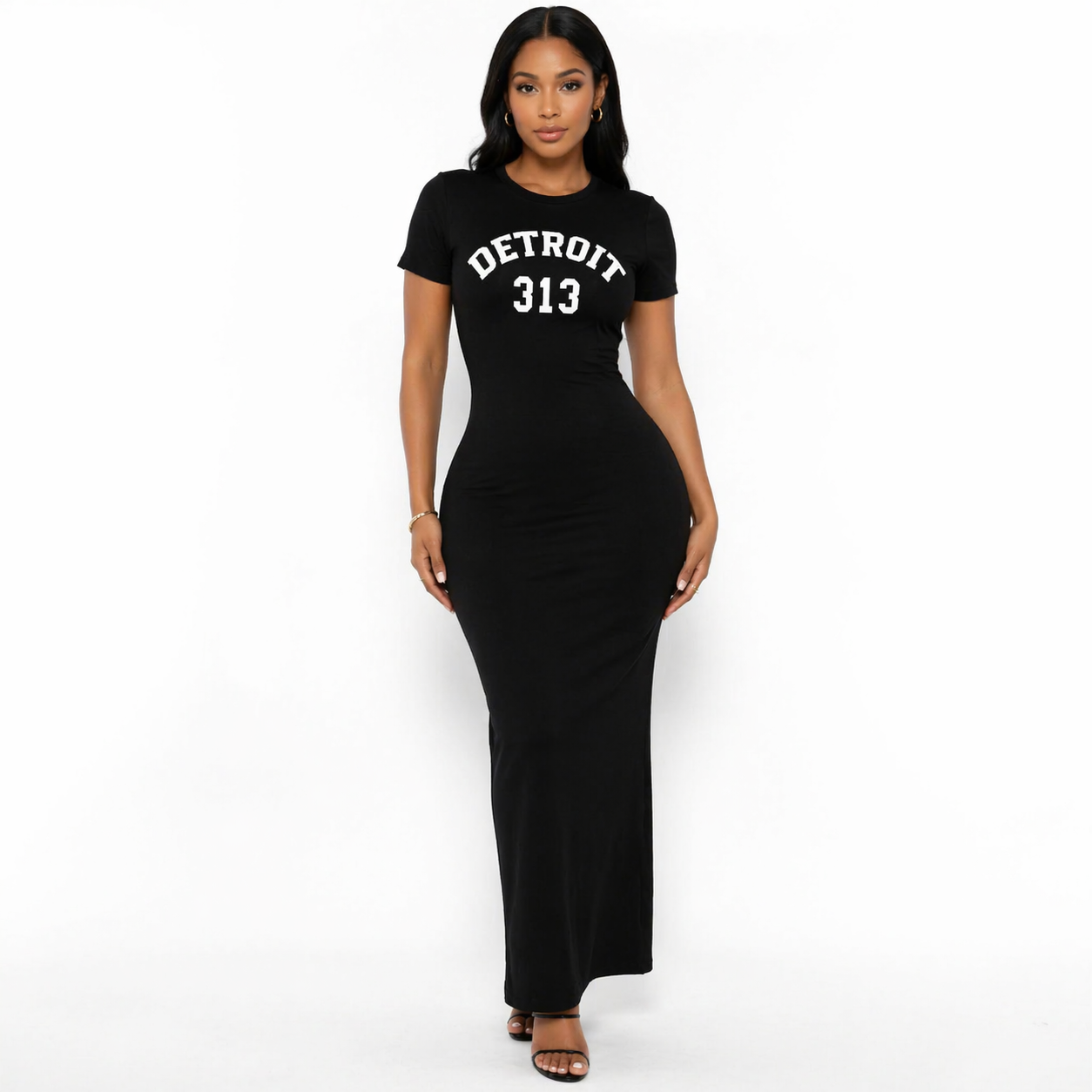 Black Detroit Varsity Maxi Dress