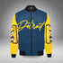 Detroit Game Day bomber jacket inspired by U of M colors with bold sleeve graphics