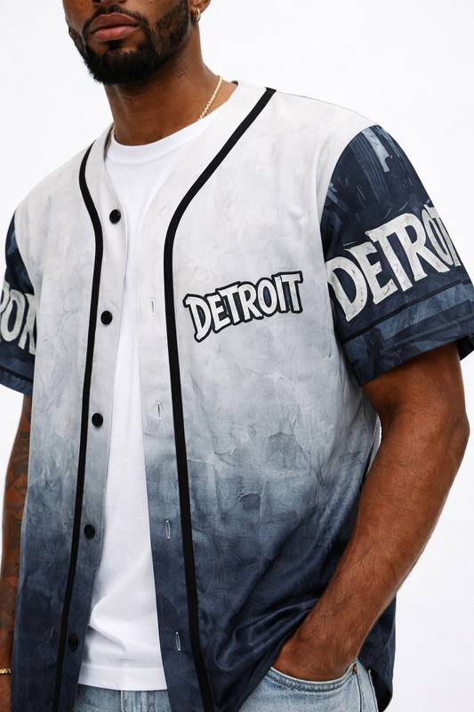 Detroit graphic jersey featuring bold urban artwork and streetwear design inspired by Detroit culture