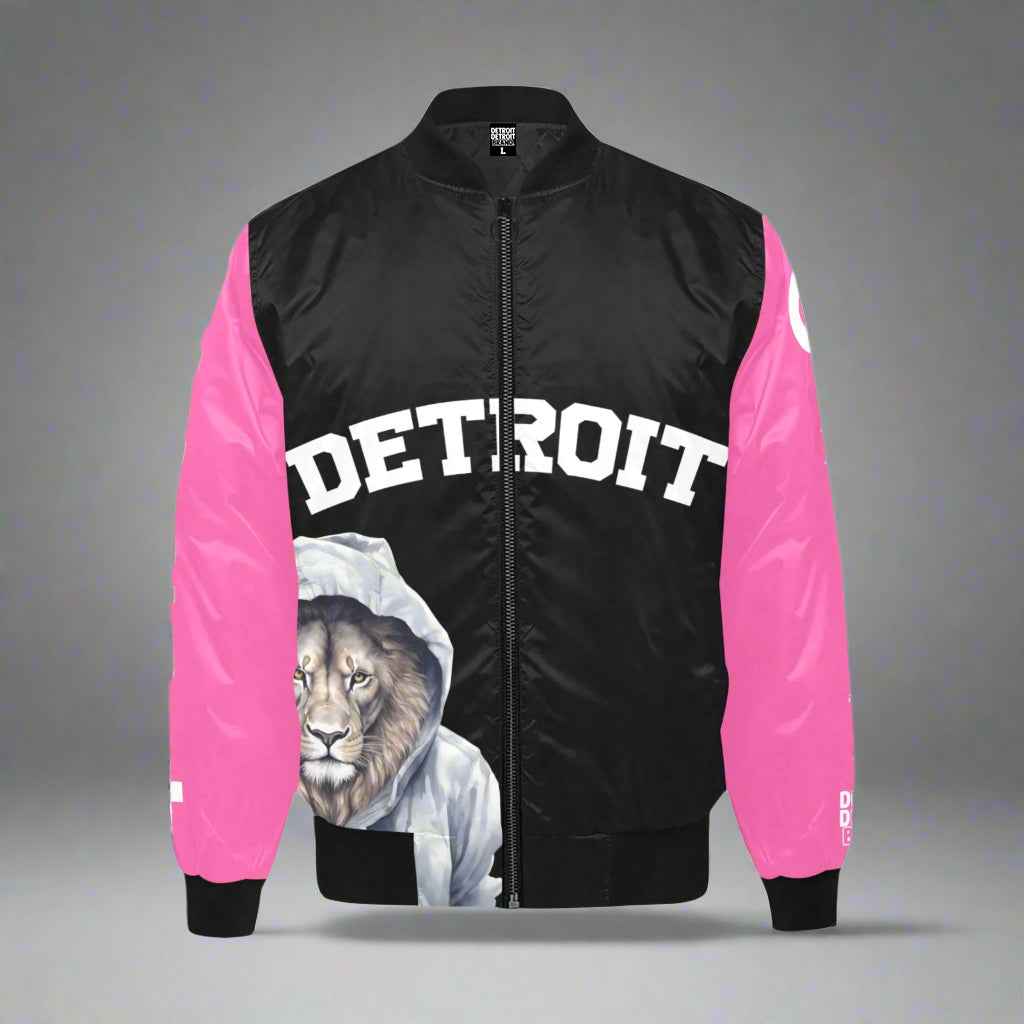 Detroit Lion Bomber Jacket — Black & Pink Edition