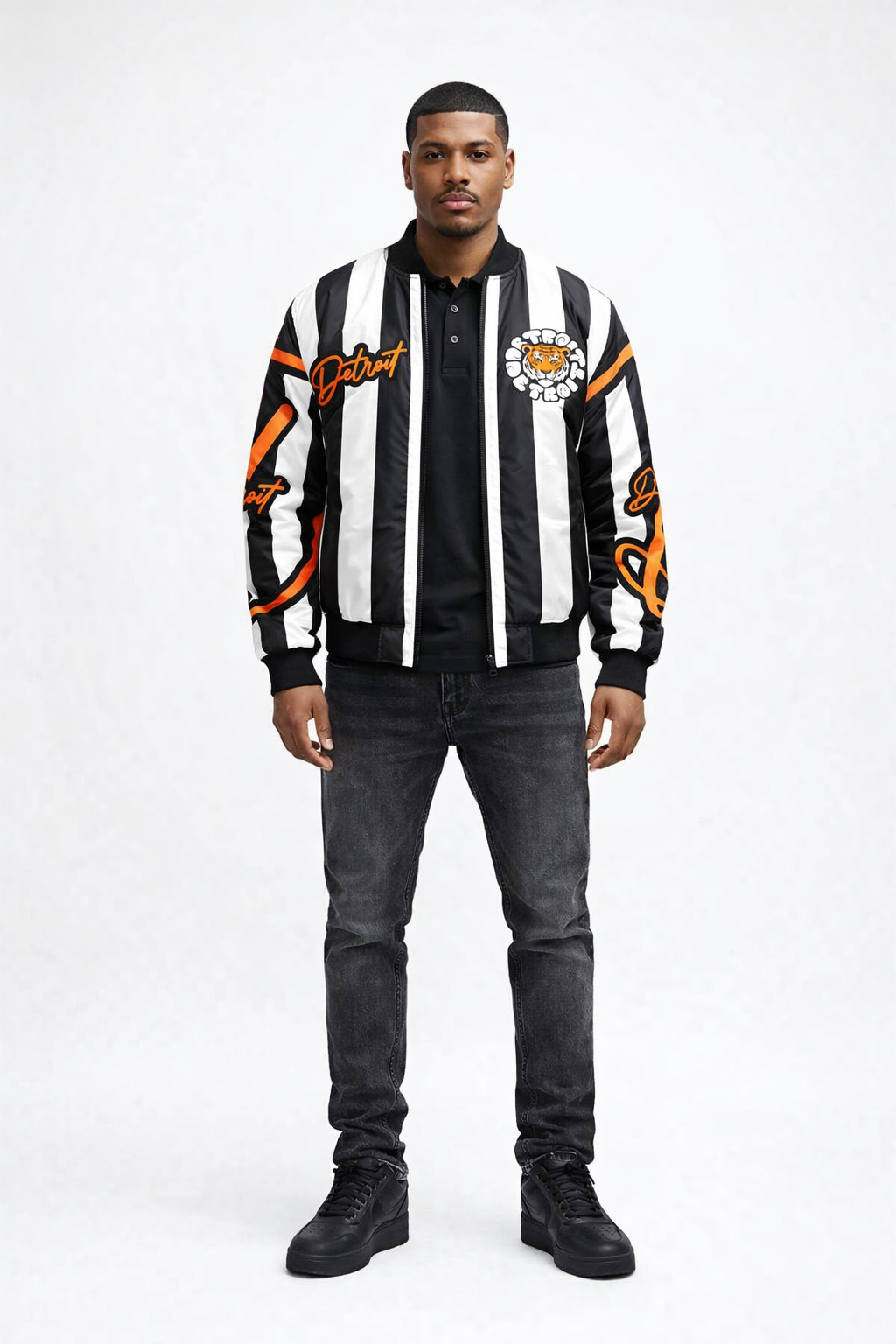 Detroit Detroit Brand Signature Bomber Jacket — Striped Edition - The Detroit Detroit Brand