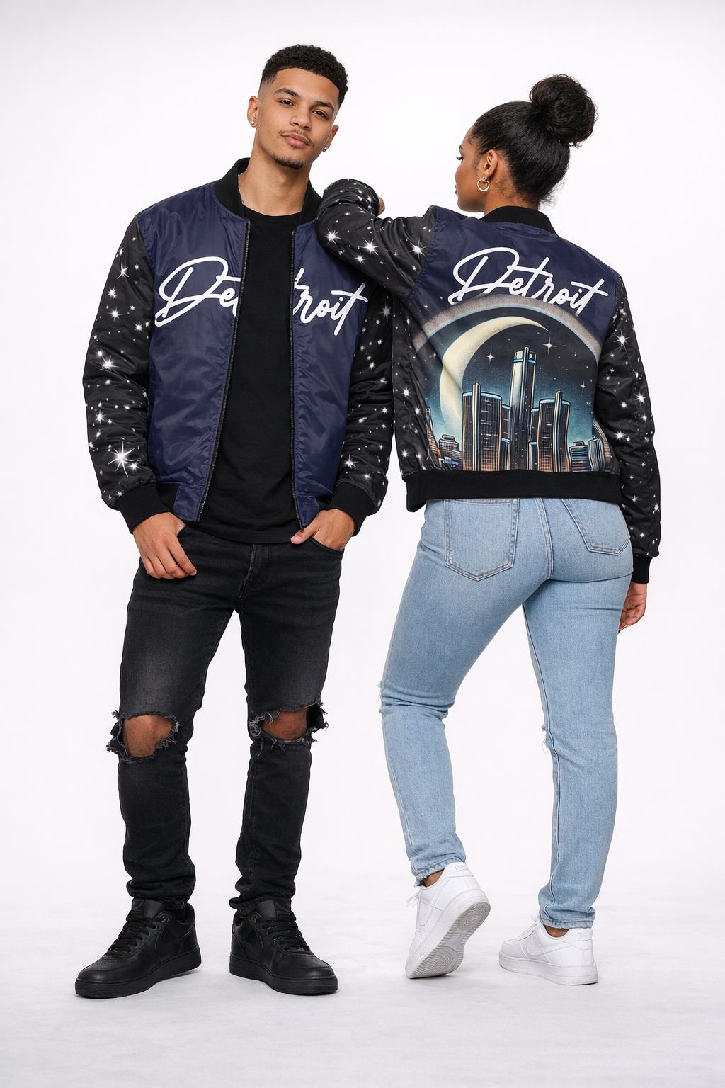Detroit Skyline Bomber Jacket — Night Sky - The Detroit Detroit Brand