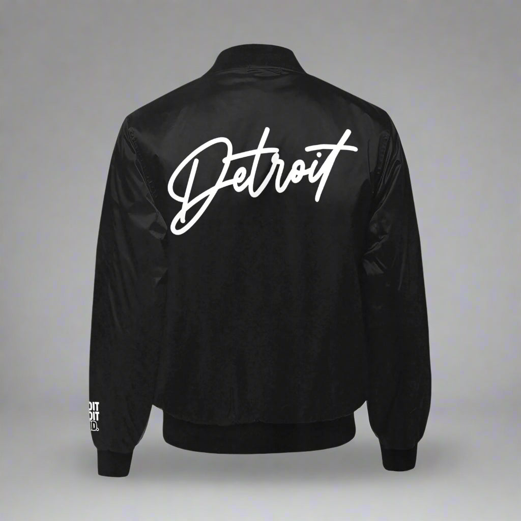 Black Printed Detroit Bomber Jacket